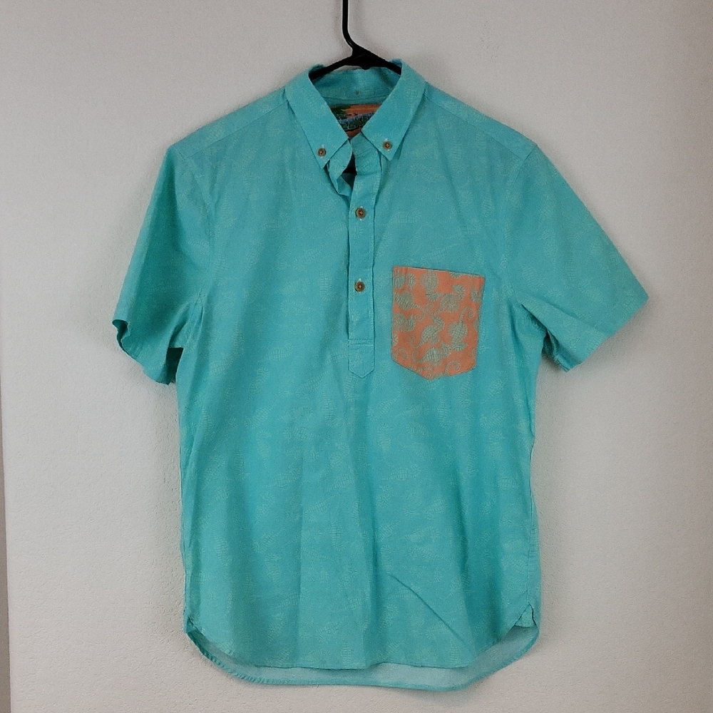 Chubbies Greetings from the Weekend 1/4 Button Seahorse Shirt Small